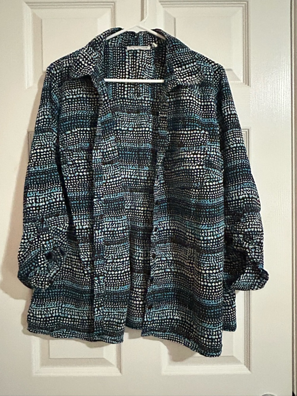 Woven Open-Front Women's Jacket - Black & Teal